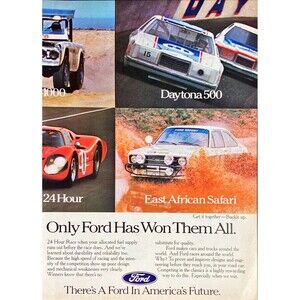 Ford Only Ford Has Won Them All-1000, Daytona 500, 24 Hour, East African"Ad 1983